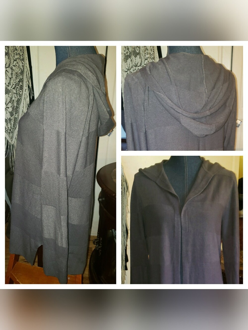 Carol Rose Dark Charcoal Knit Cardigan